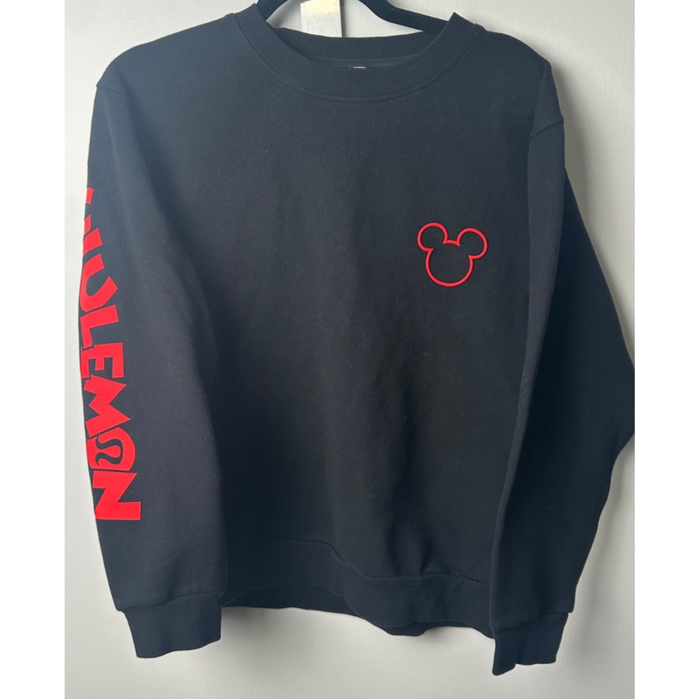 Lululemon x Disney Steady State Crew Sweatshirt Red Mickey Mouse Sz XS BLACK D53 - Picture 2 of 9
